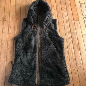 Kuhl Fleece Vest Size Medium Brown Flight Teddy Deep Pile Hood Sherpa Full Zip